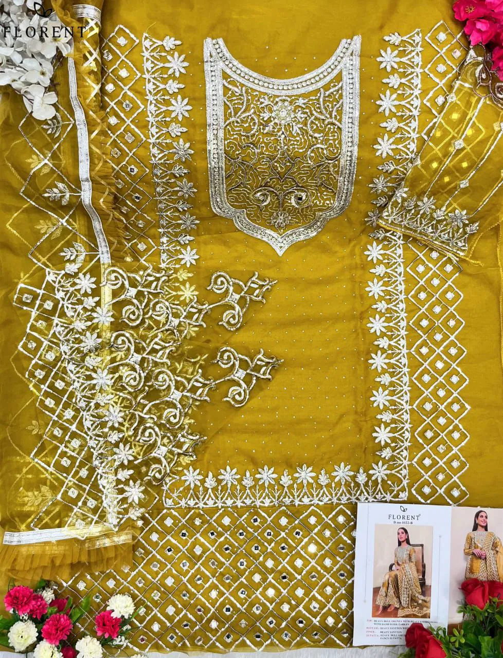 Florent 1022  A To C Organza Embroidered Pakistani Salwar Kameez Wholesale Online
